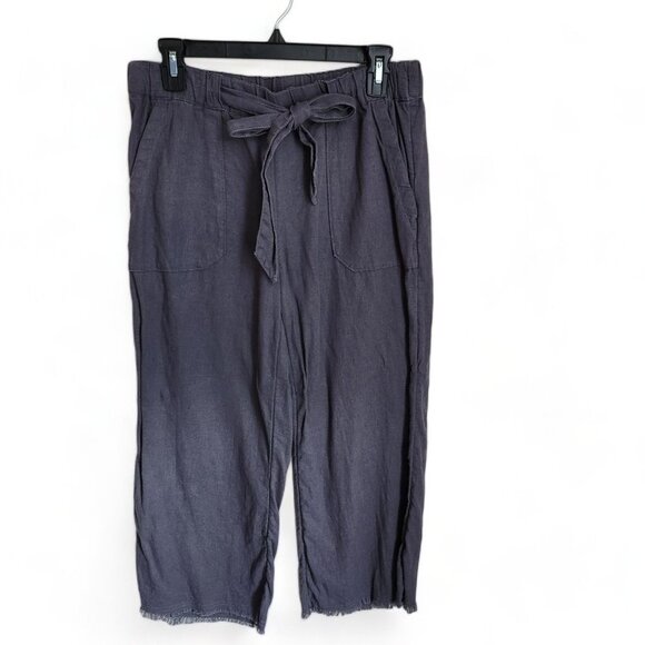 Caslon Linen Pants Womans Sz Small Pockets Pull On Drawstring Gray Wide Leg - Picture 14 of 14